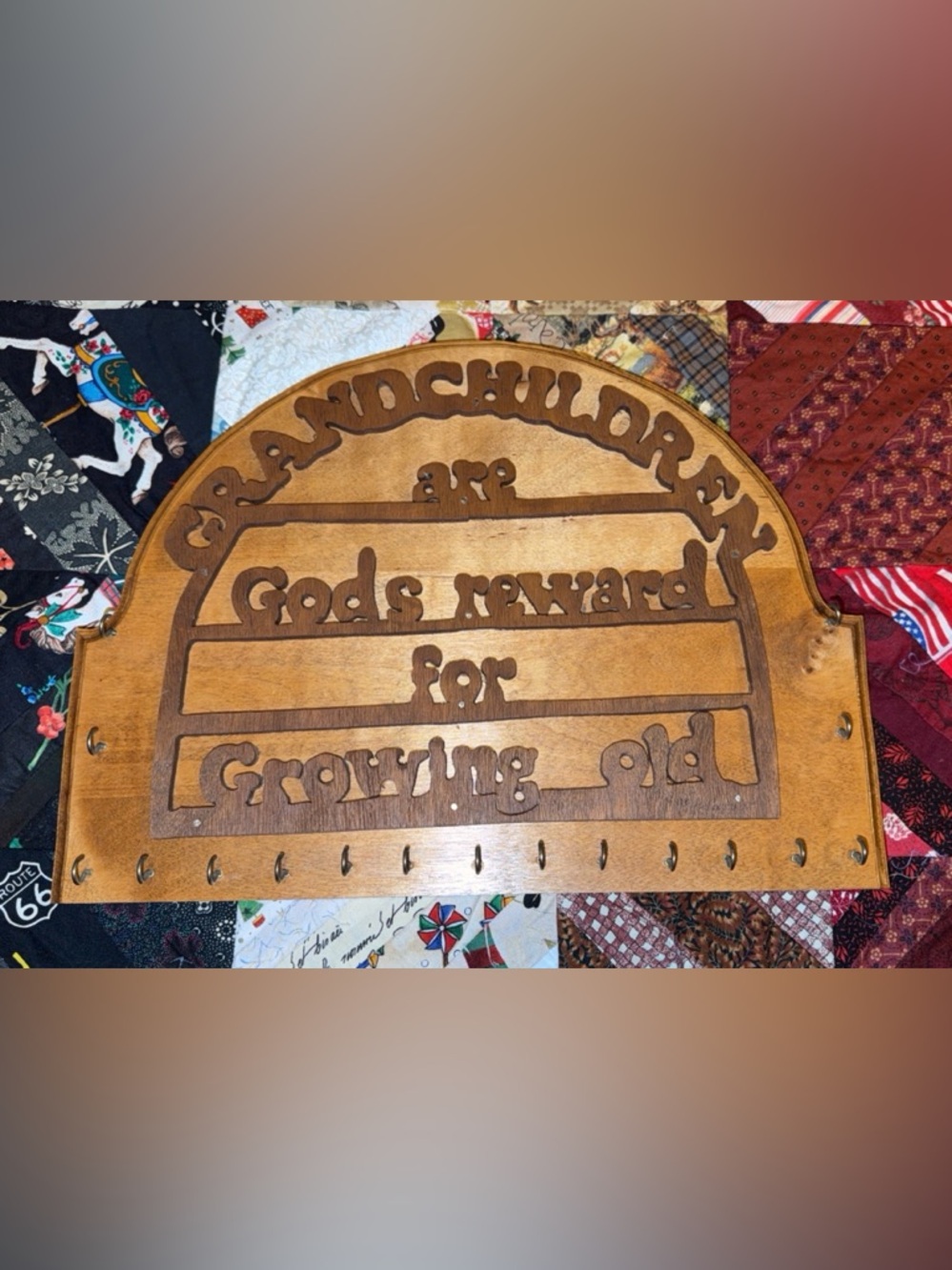 Grandkids Are Gods Reward For Growing Old Wooden Sign With Hooks To Hang Bdays